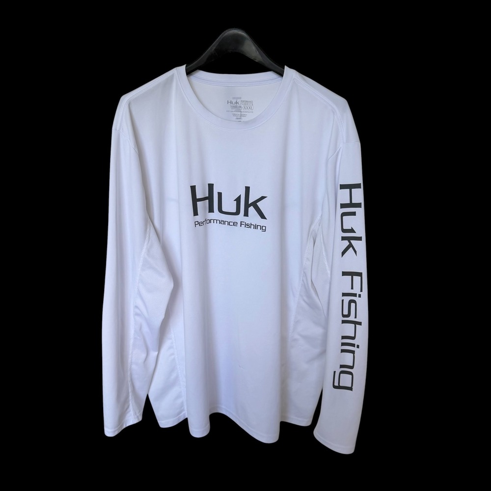 Huk Performance‎ Fishing Shirt XXXL White Long Sleeve Breathable Polyester